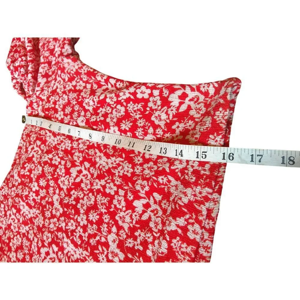 Anthropologie Carmine Red Cropped Juliet Blouse Women's Size Large